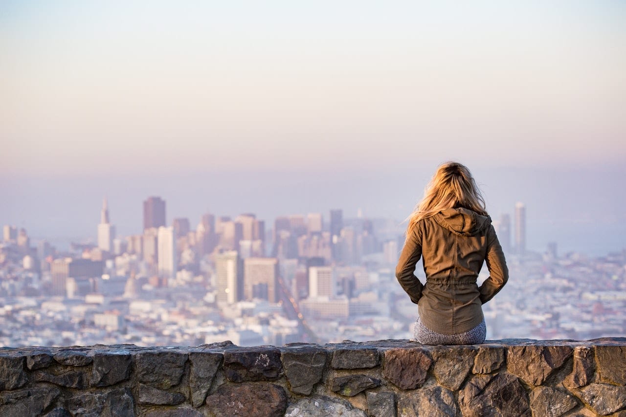 student overlooking san francisco