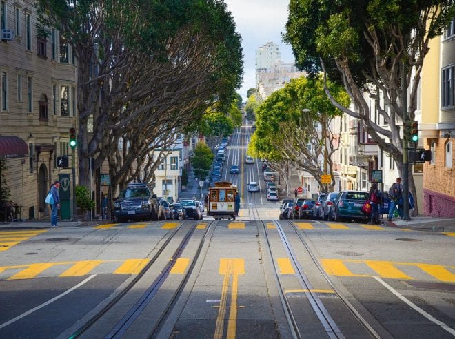 san francisco streets are bustling