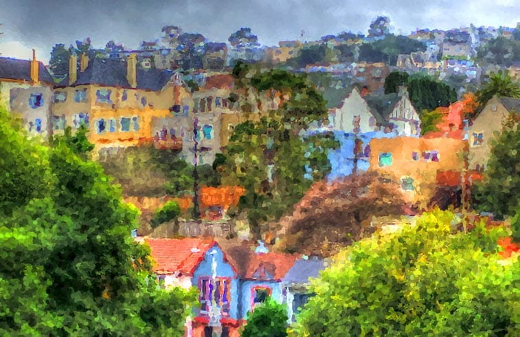 an impressionist painting of hilly San Francisco